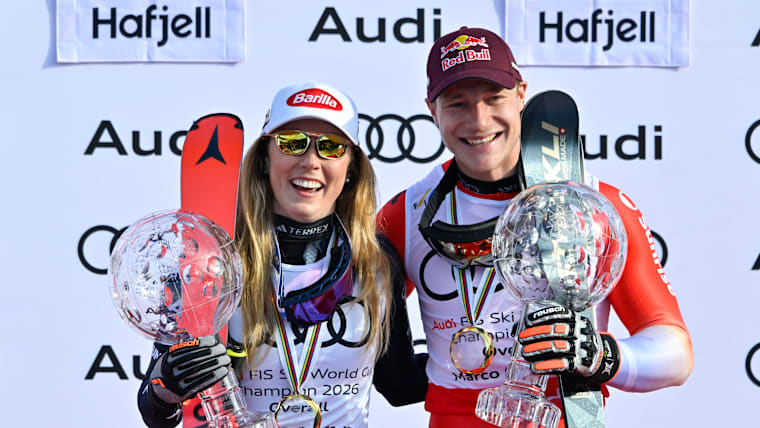 Mikaela Shiffrin (L; USA, Alpine skiing) and Marco Odermatt (SUI, Alpine skiing)