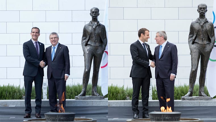 Les délégations de Los Angeles 2024 et Paris 2024 accueillies au Musée olympique