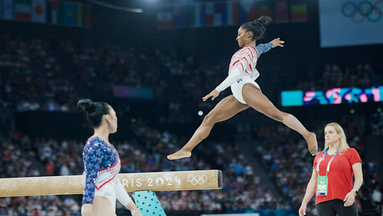 Paris 2024 GB, Gymnastique Artistique, compétition par équipes Femmes - Finale, Simone BILES (USA) 1ère