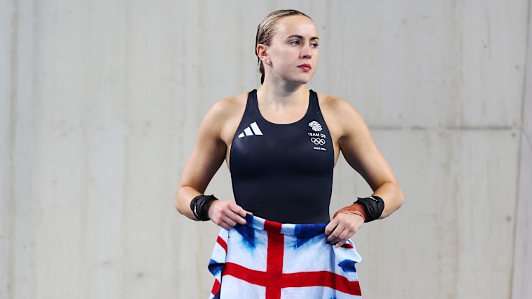 Lois Toulson of Team GB trains at Olympic Aquatics Centre ahead of the Paris 2024 Olympic Games