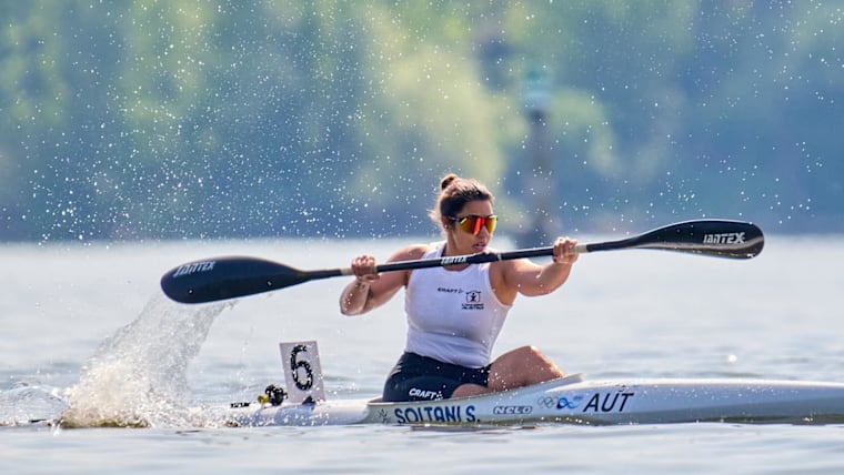 Saman Soltani (AUT) competing in canoe sprint