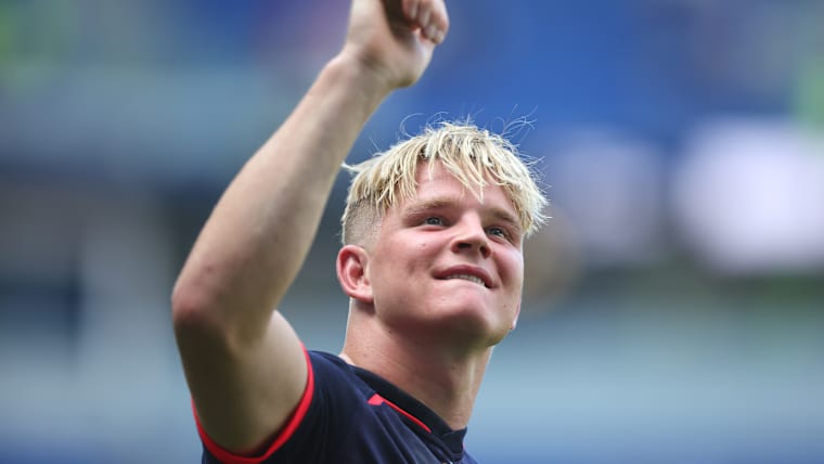 Henry Pollock (ENG) celebrates victory following the 2026 Nations Championship