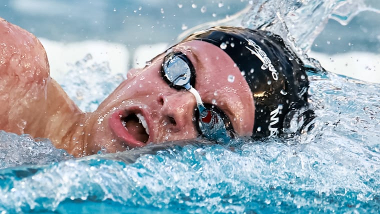 Leon Marchand competes in the Men's 400m Individual Medley at Fort Lauderdale Aquatic Center 
