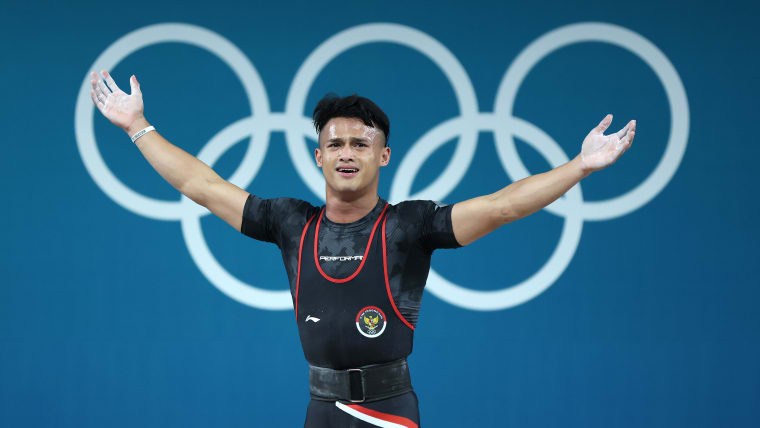 Rizki Juniansyah of Team Indonesia reacts
