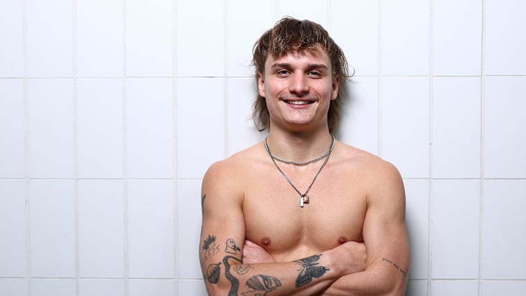 Cassiel Rousseau poses during Paris 2024 Australia diving squad announcement at Brisbane Aquatic Centre 