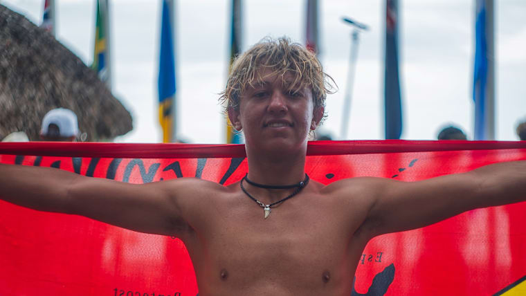 Sacha Vanuatu was among the first class of surfers to represent Vanuatu at the ISA World Surfing Games.