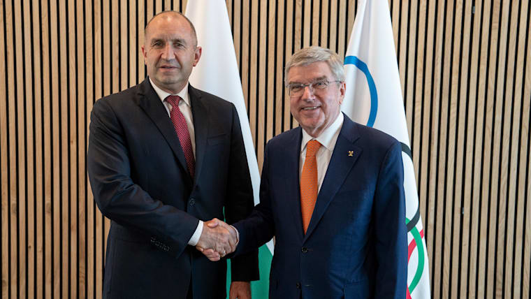 Le président bulgare, Rumen Radev, en visite à la Maison Olympique en compagnie d'une délégation du CNO