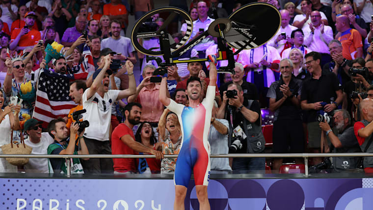Gold medallist Benjamin Thomas of France at Paris 2024