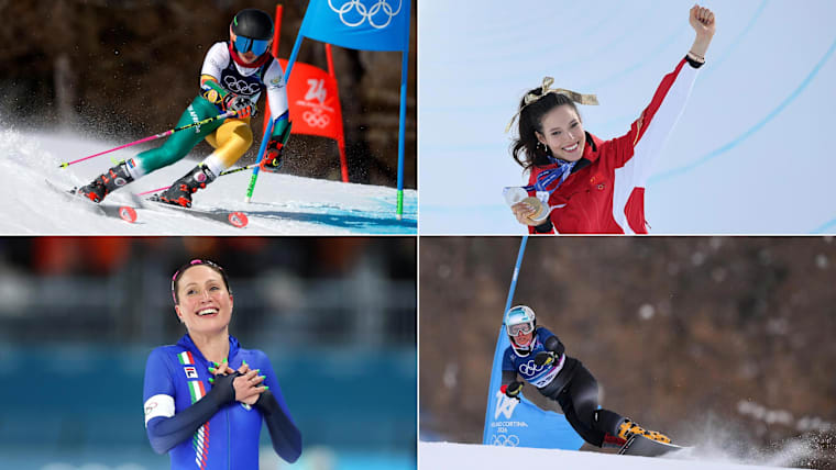 Top row: Lara Markthaler and Eileen Gu
Bottom row: Francesca Lollobrigida and Claudia Riegler