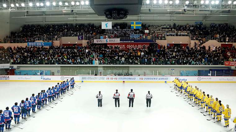 Les fans affluent pour encourager l'équipe coréenne unifiée de hockey sur glace