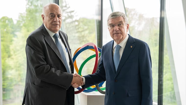 IOC President welcomes NOC of Palestine to Olympic House 