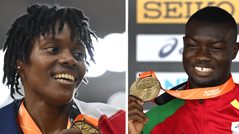 The Olympic scholarship holders Marileidy Paulino and Hugues Fabrice Zango won gold at the World Athletics Championships in Budapest. 