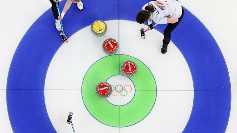 Cory Thiesse, Taylor Anderson-Heide and Tabitha Peterson of Team United States compete during the Women's Bronze Medal match between Team Canada and Team United States
