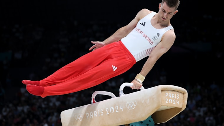 Max Whitlock of Team Great Britain warms up