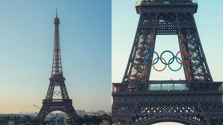50 days to go - Paris 2024: the Eiffel Tower wears the Olympic rings
