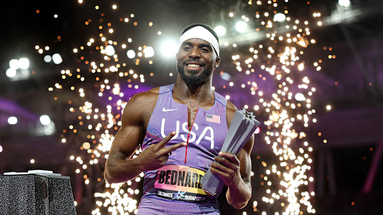 Winner, Kenneth Bednarek of Team United States, poses for a photo