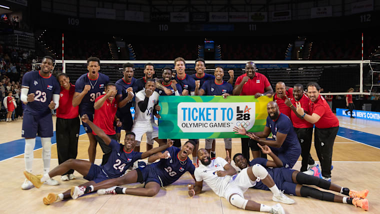 Cuba celebrate after booking their LA 2028 ticket.