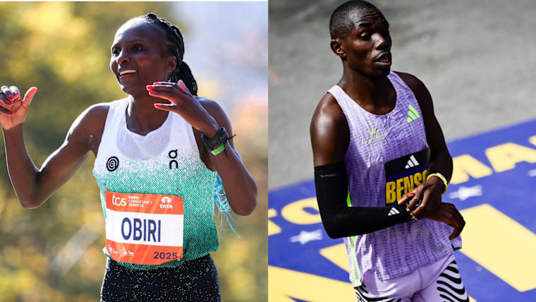 Hellen Obiri (L) and Benson Kipruto are defending New York City Marathon champions