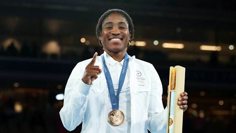 Cindy Ngamba became the first Refugee Olympic Team athlete to win a medal at the Olympic Games.