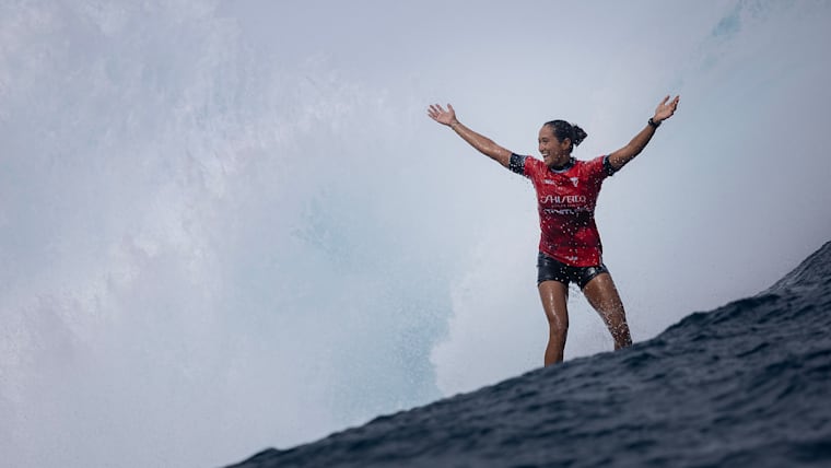 Vahine Fierro won Tahiti Pro in May 2024 and scored two waves in the 9s along the way.