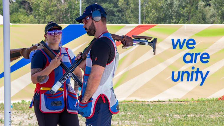 European Games 2023_Lucie Anastassiou and Eric Delaunay of France (photo FFTir:GG_1)