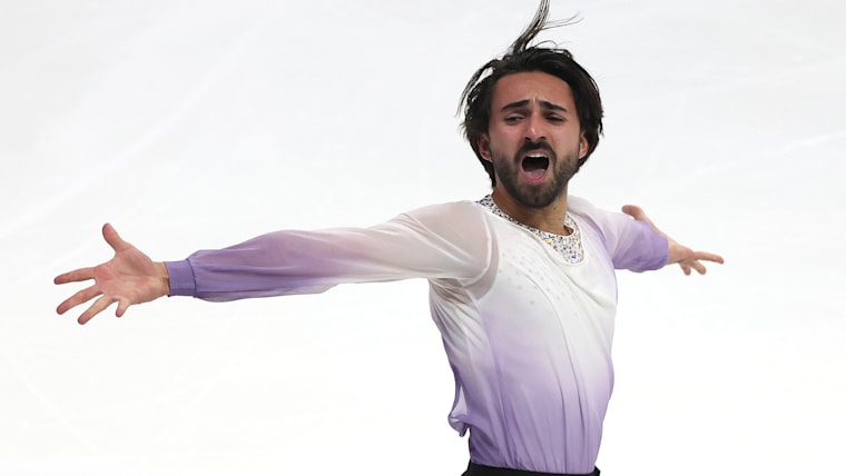 Kevin Aymoz of France at the ISU Grand Prix of Figure Skating - Skate America on October 20, 2023 in Allen, Texas. (Photo by Matthew Stockman - International Skating Union/International Skating Union via Getty Images)