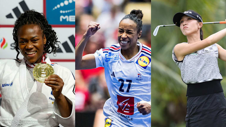 Clarisse Agbegnenou of France (judo), Estelle Nze Minko of France (handball) and Lydia Ko of New Zealand (golf). Photo credits respectively, from left to right: Gabi Juan/European Judo Union, ©FFHandball/Icon_Sport and Zhizhao Wu/Getty Images.