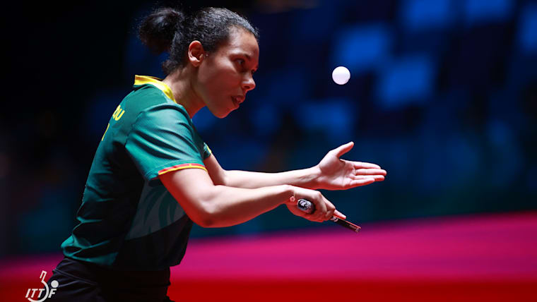 Sarah Hanffou of Cameroon, Group Stage - Match 1 at 2024 ITTF World Cups, at the Galaxy Arena, Macao, Macao China, April 15th to 21st 2024.