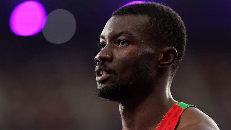 Hugues Fabrice Zango of Team Burkina Faso looks on during the Men's Triple Jump Final on day fourteen of the Olympic Games Paris 2024 at Stade de France on August 09, 2024 in Paris, France.