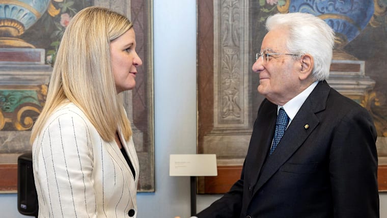 IOC President Kirsty Coventry and Italian President Sergio Mattarella