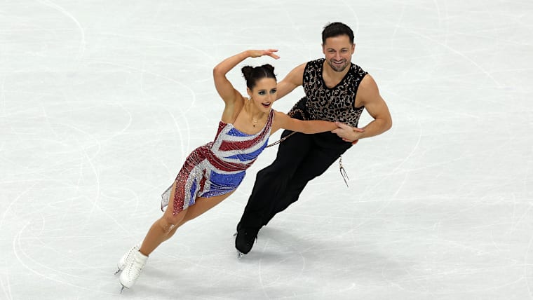 Lilah Fear (L) and Lewis Gibson at Milano Cortina 2026