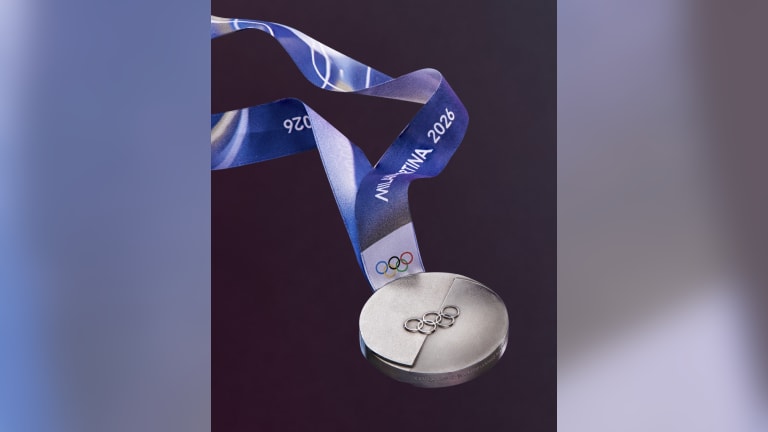 A view of the silver medal for Milano Cortina 2026