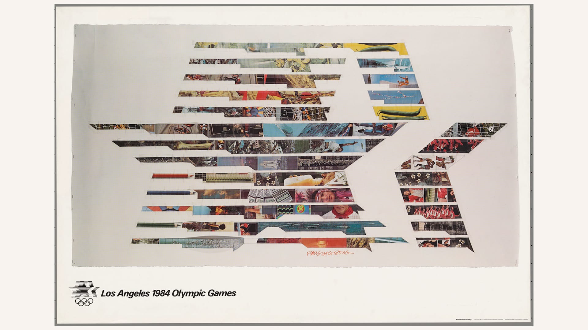 Robert Rauschenberg’s poster is part of a fifteen poster set commissioned by the Los Angeles Olympic Organizing Committee for the Games of the XXIIIrd Olympiad in 1984 © IOC