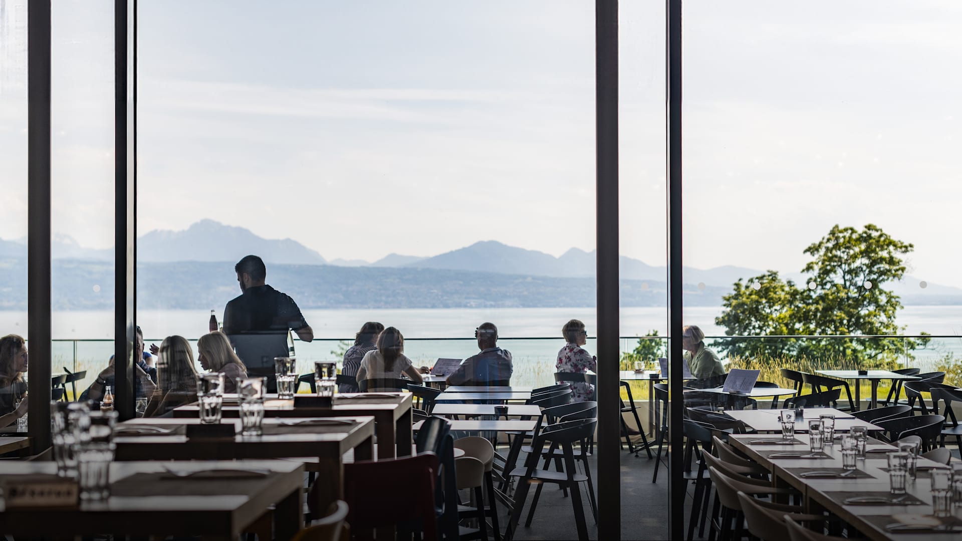Terasse and view at the Olympic Museum Restaurant