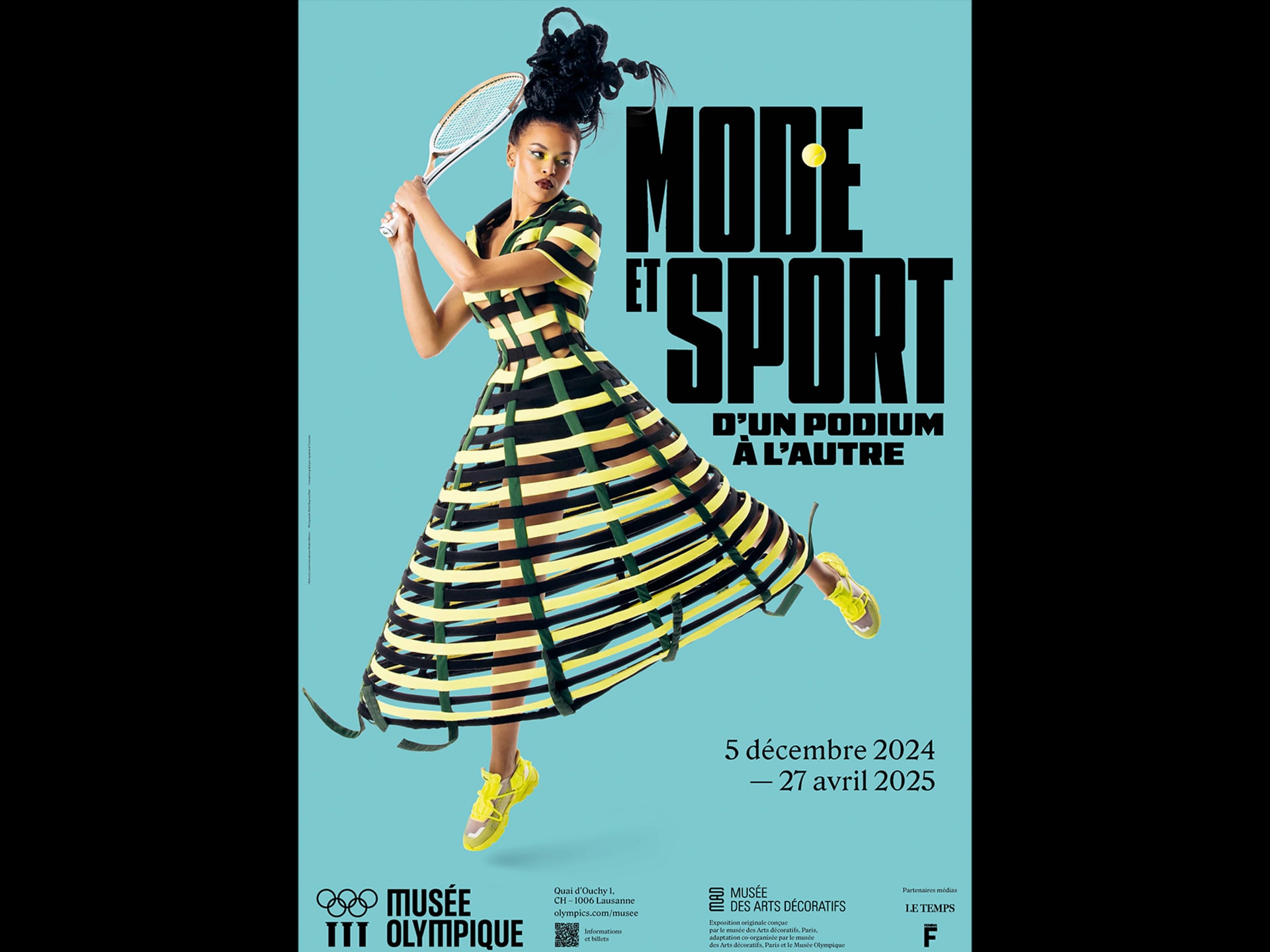 Affiche de l'exposition Mode et Sport, d'un podium à l'autre au Musée Olympique