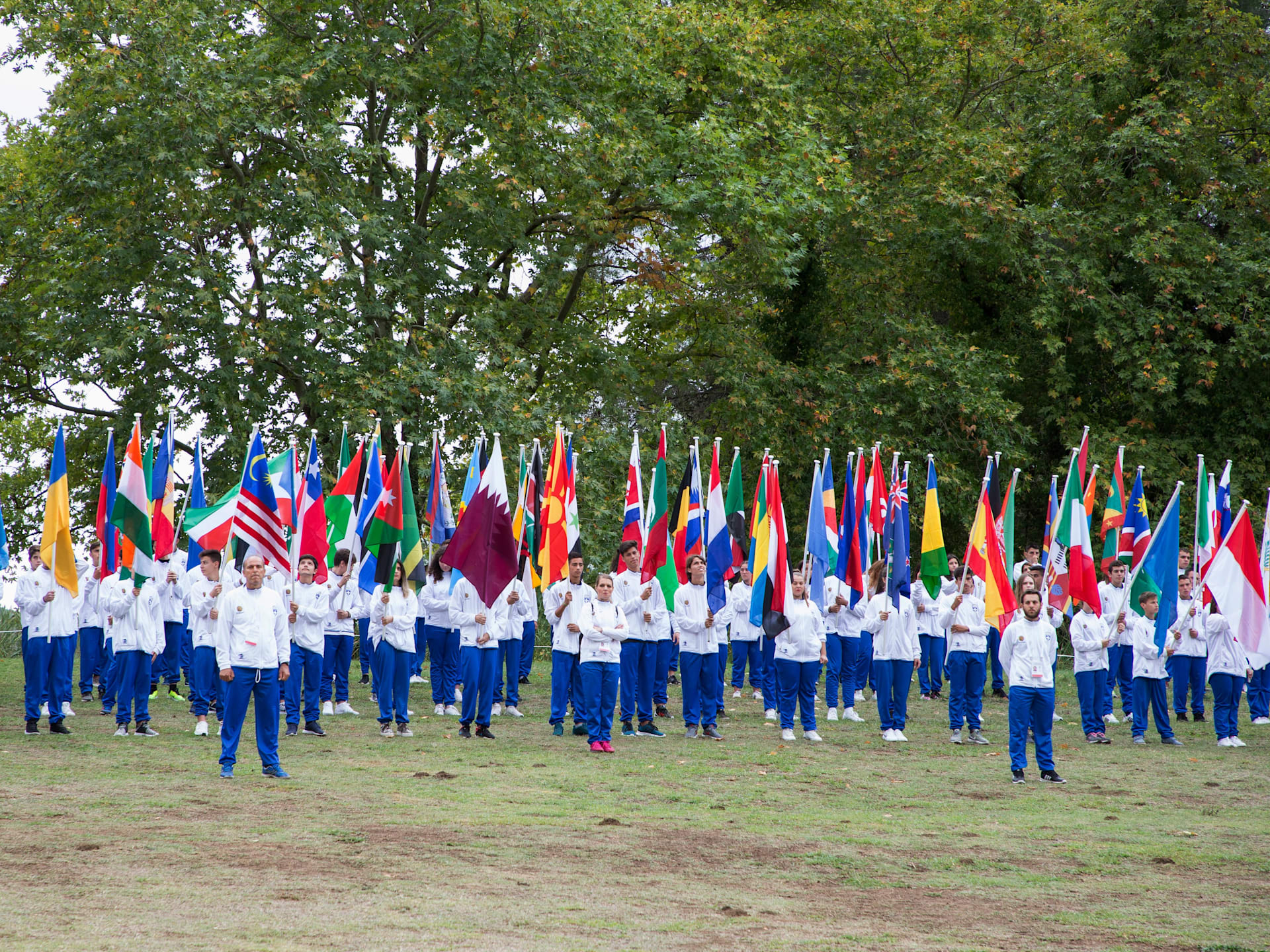 People with flags