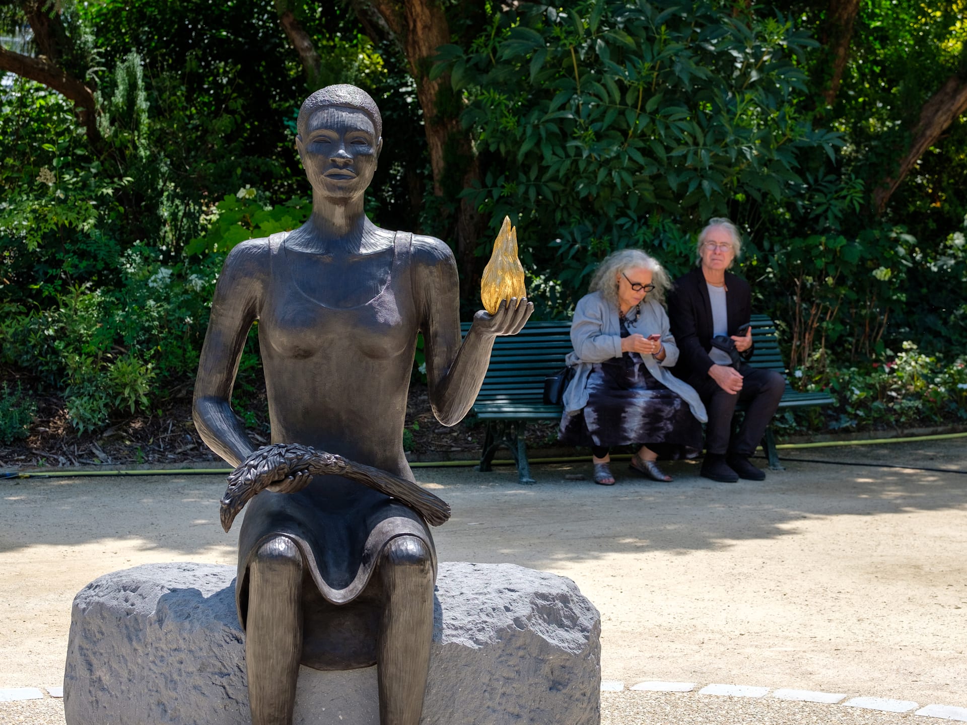 Alison Saar, Olympic sculpture inauguration, *Salon,* 24 June 2024, Champs-Elysées, Paris.