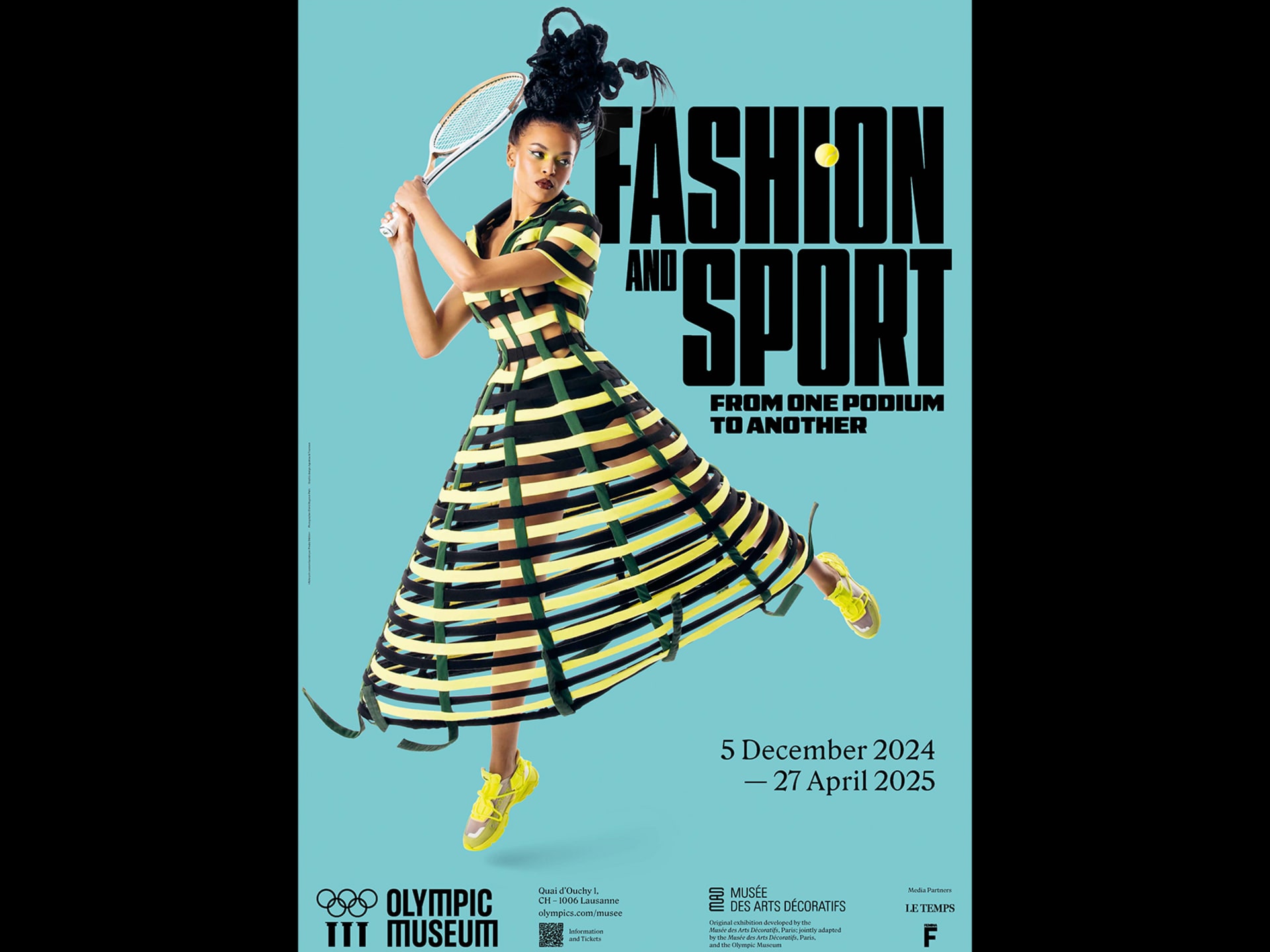 Poster for the exhibition Fashion and Sport, from one Podium to Another at the Olympic Museum