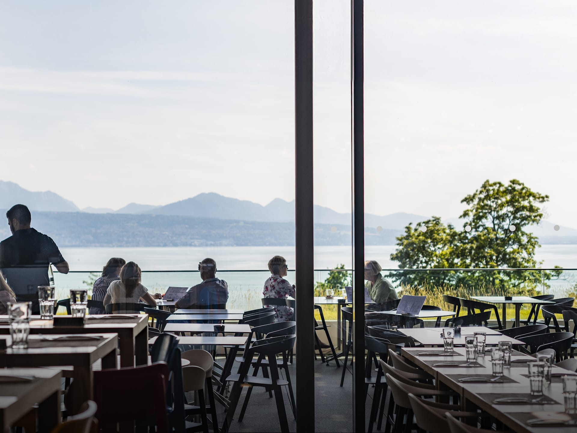 Terasse and view at the Olympic Museum Restaurant