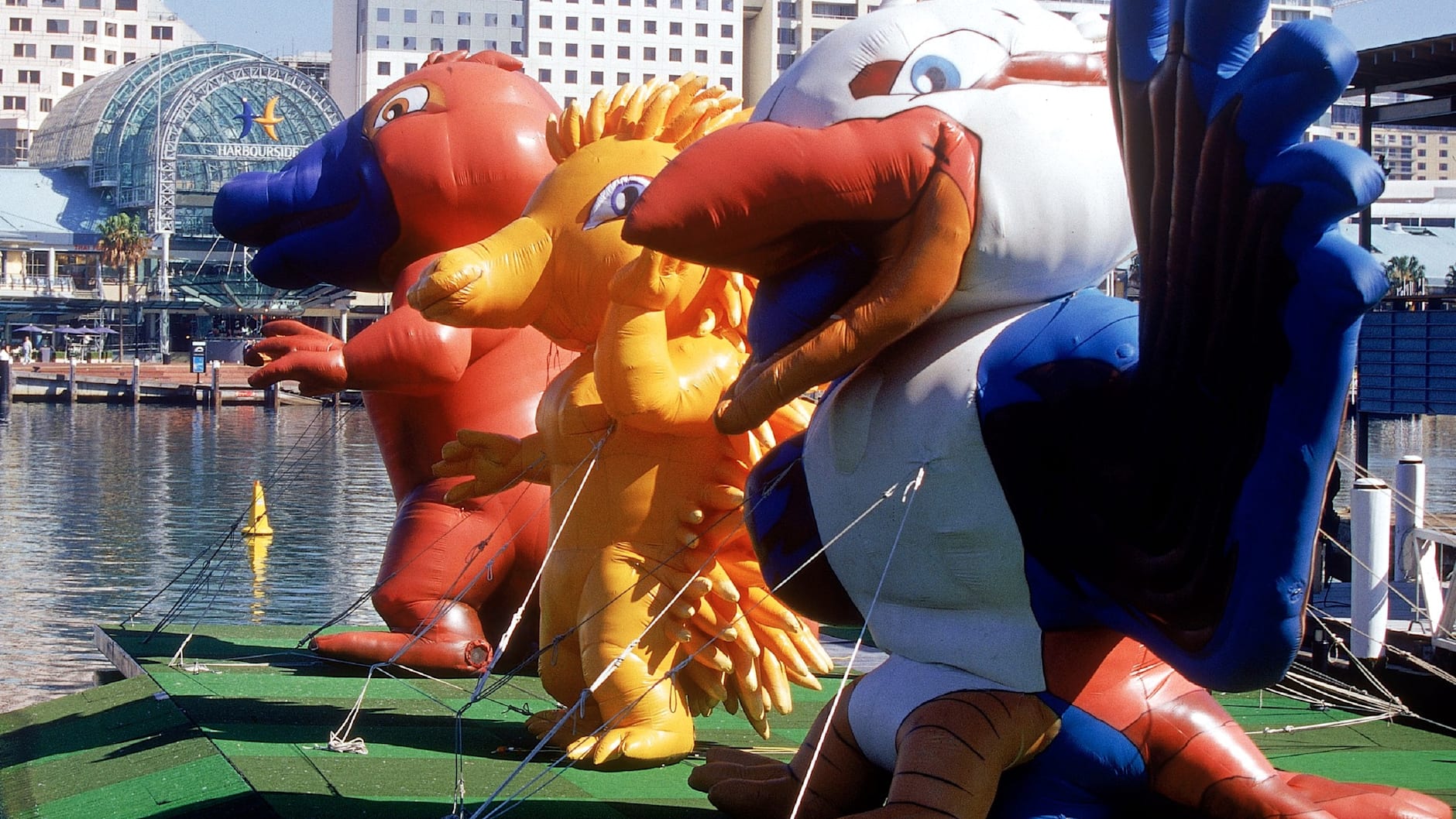 The Sydney 2000 Olympic Games mascots - a duck-billed platypus (Syd), a kookaburra (Olly) and an echidna or spiny anteater (Millie).