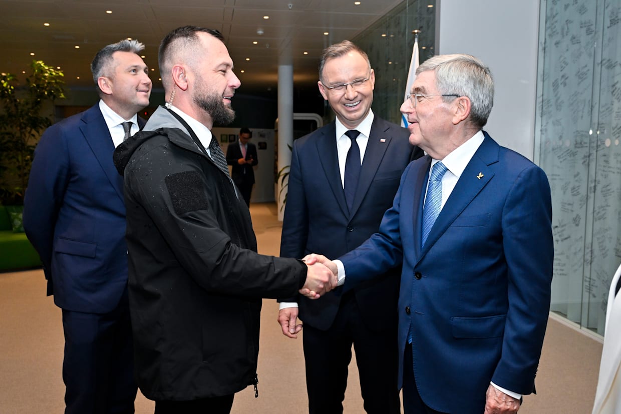Polish President Andrzej Duda welcomed by IOC President Thomas Bach in ...