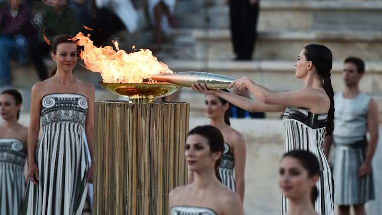 Olympic flame handover ceremony marks transition from Greece to Paris 2024
