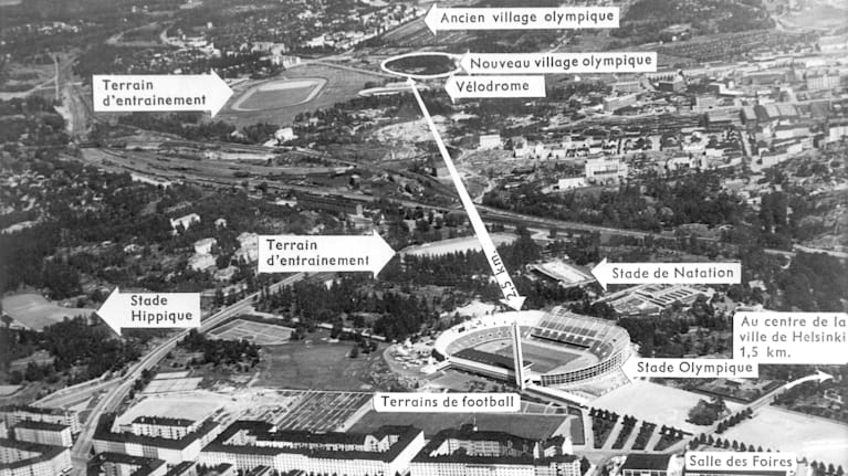 Tickets d'entrée - TICKET XV OLYMPIA HELSINKI 1952 ATHLETISME COLLE SUR SUPPORT CARTON