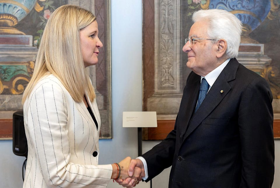 IOC President Kirsty Coventry and Italian President Sergio Mattarella