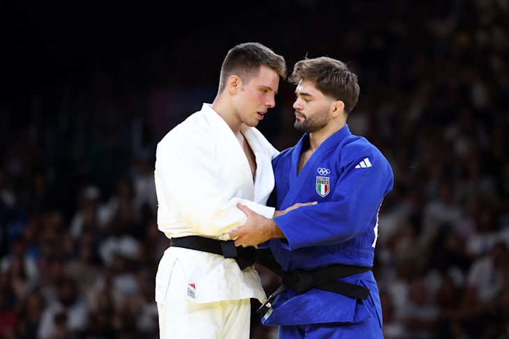 Manuel Lombardo al termine dell'incontro con Arthur Margelidon