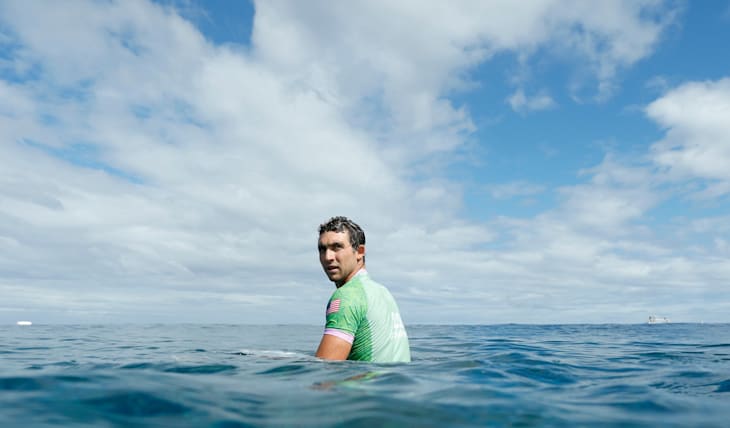Griffin Colapinto (USA) waits for a wave in the midst of winning his Round 1 heat