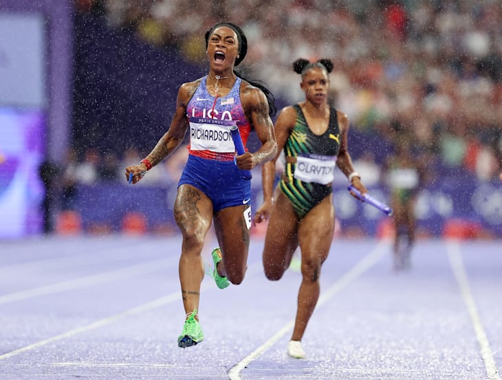 Estados Unidos gana el oro en relevos 4x100m femenino de Atletismo, en los Juegos Olimpicos Paris 2024 Tqp56bmahlygtbdrha9o