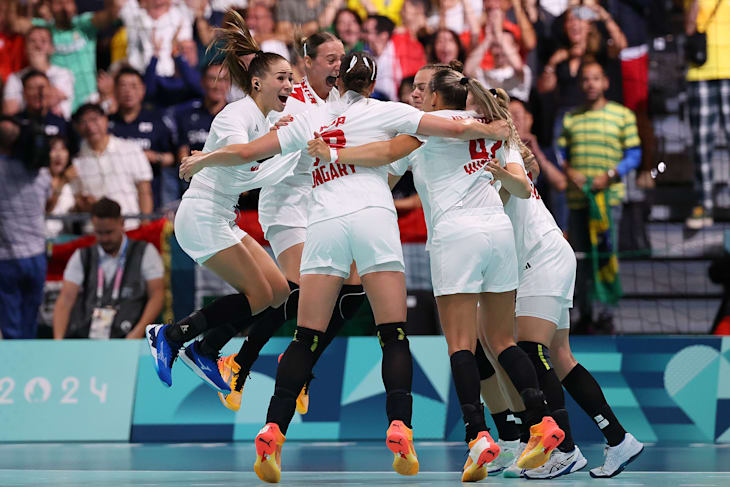 Members of Team Hungary celebrate victory