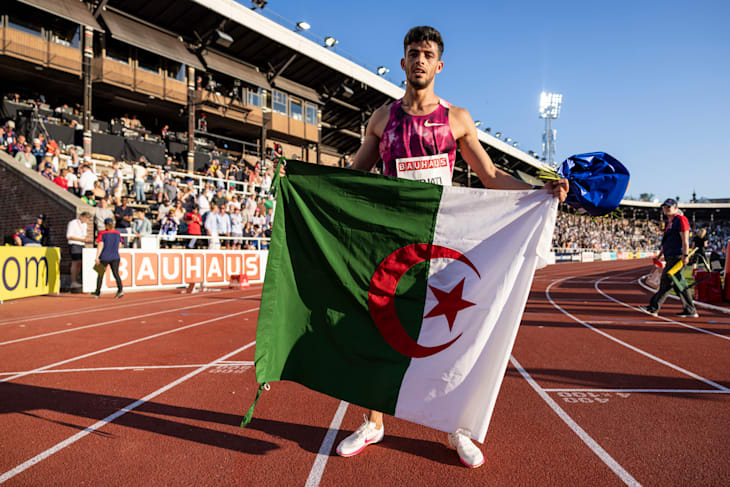 L'Algérien Djamel Sedjati lros de la Diamond League de Stockholm (Suède) en juin 2024