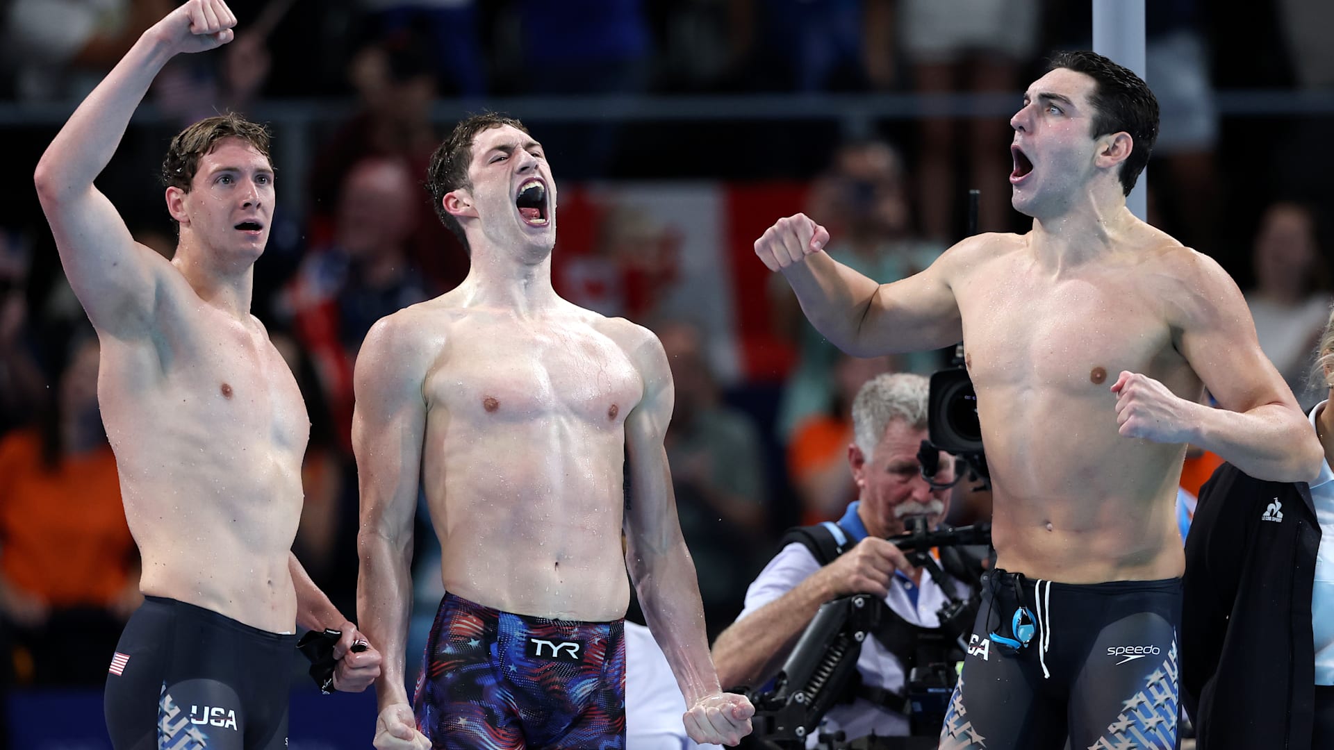 2024年巴黎奥运会游泳：男子4x100米自由泳接力美国夺冠，中国首进决赛获第四